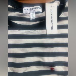 Large Sub_Urban Riot Sleeveless HEART Striped T-Shirt  NEW